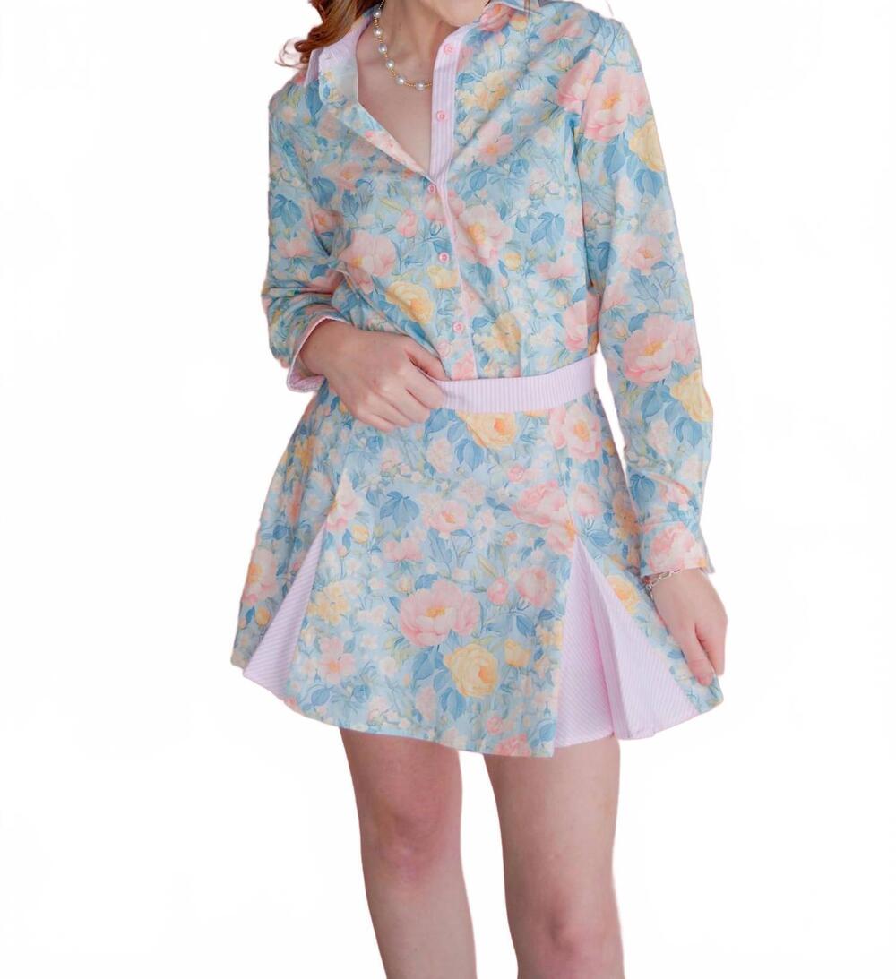 NEW BRIANNA CANNON preppy floral pleated skirt in pink